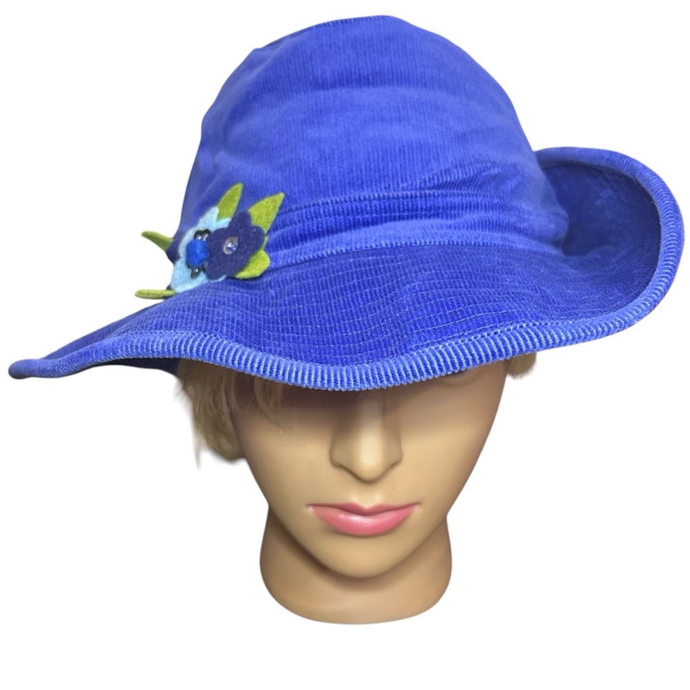 The Children’s Place Brimmed Hat Blue Corduroy size 10-14 Fits adult head floral